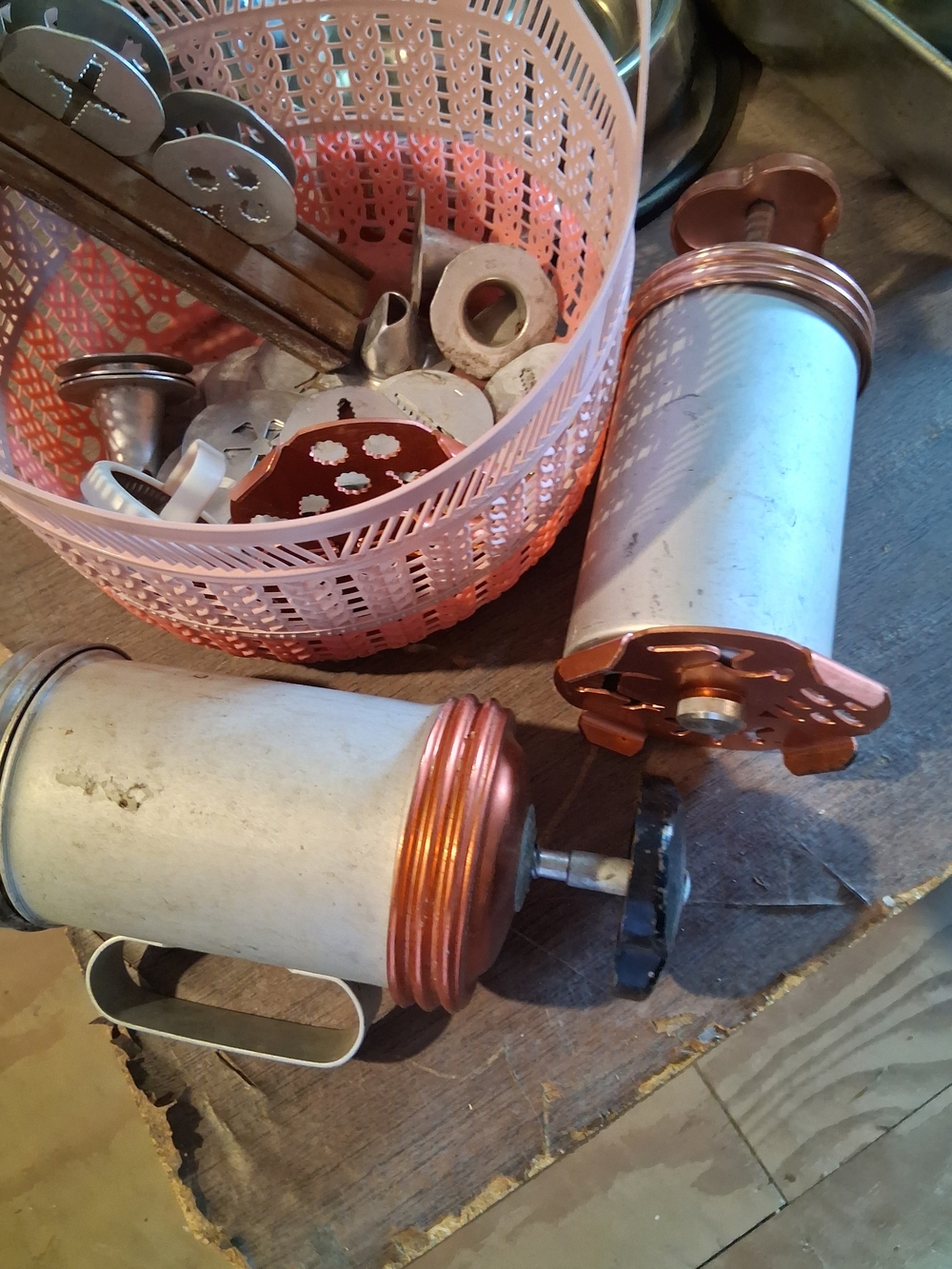 Copper-Tone Cookie Press with White Cylinder - Unbranded